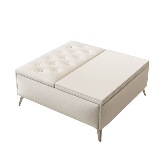 Modern Square Storage Ottoman Coffee Table With Lift-Top Design Home Essentials