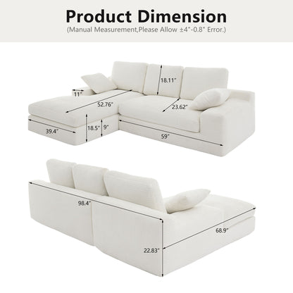 Compressed Sofa With 3 Back Cushions, 2 Throw Pillows Home Essentials