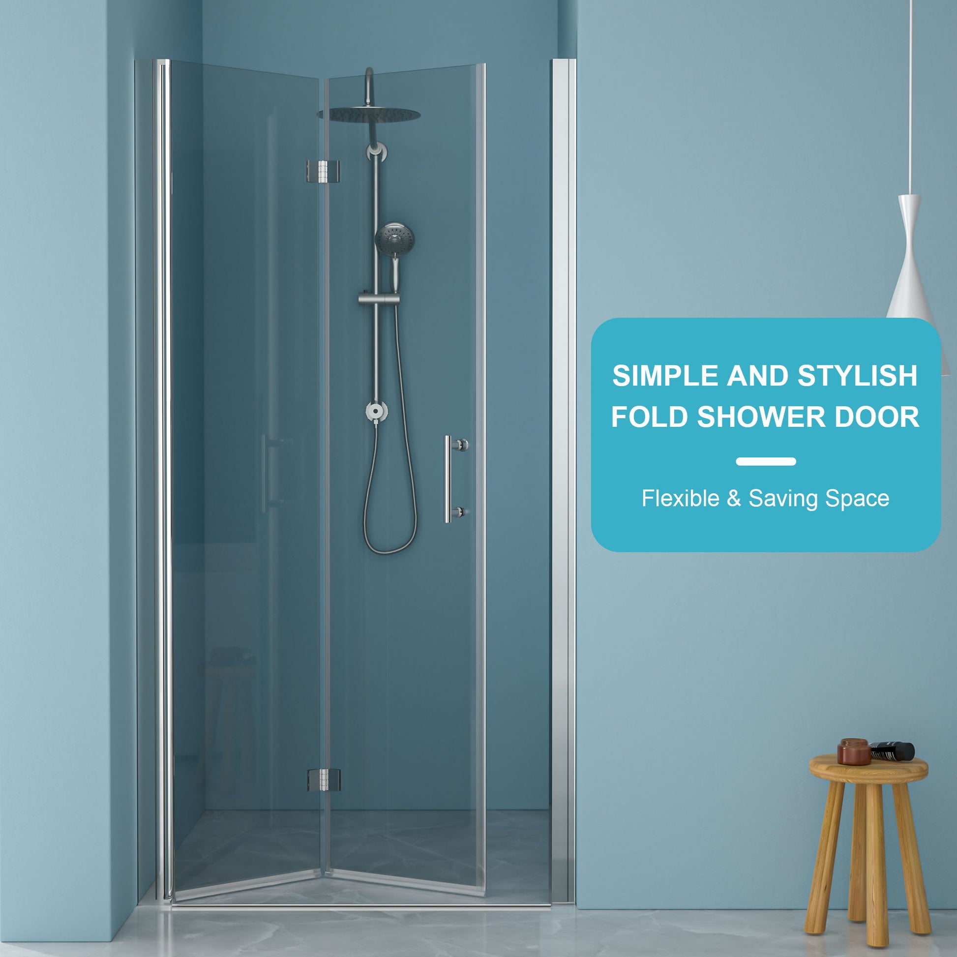 Fold Frameless Shower Door With Tempered Glass Daily Nest