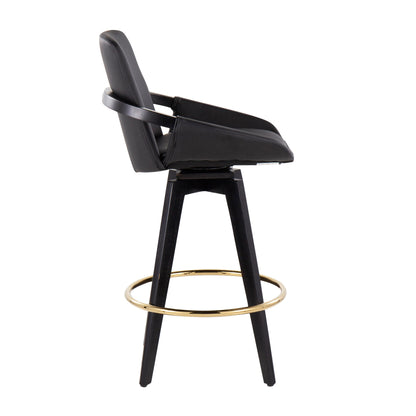 Cosmo - Contemporary Fixed Height Counter Stool With Swivel With Round Footrest (Set of 2) Lumi Source