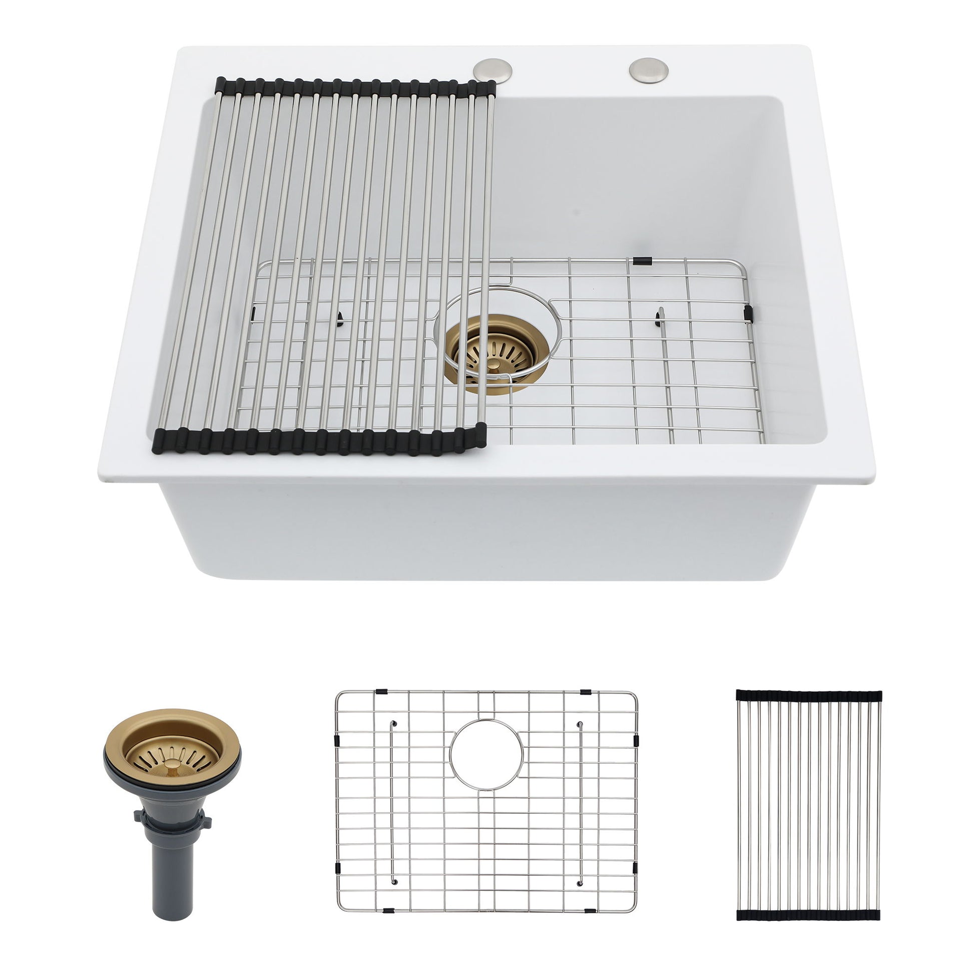 Quartz Kitchen Sink, Granite Composite, Drop In Sink With Durable Design Daily Nest