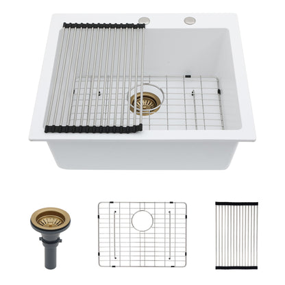 Quartz Kitchen Sink, Granite Composite, Drop In Sink With Durable Design Daily Nest