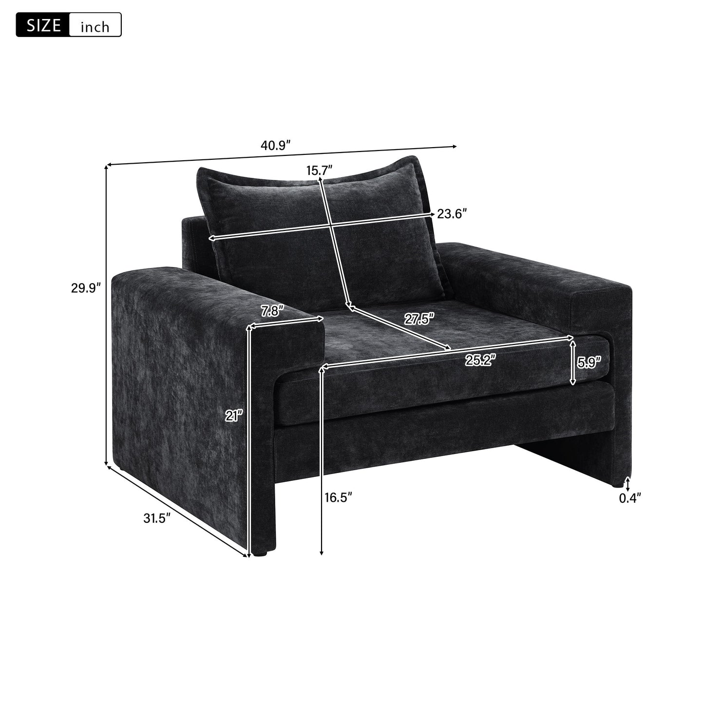 Upholstered Accent Chair With Wide Armrests And Ergonomic Back Support Noble House