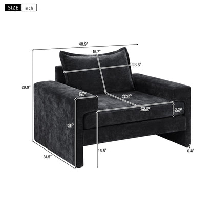Upholstered Accent Chair With Wide Armrests And Ergonomic Back Support Noble House