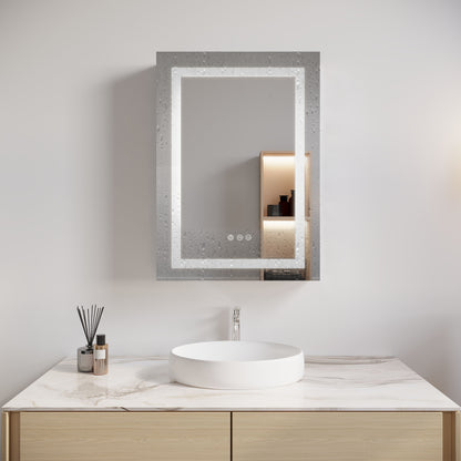 26X20" Bathroom Medicine Cabinet With LED Mirror, Anti-Fog, Waterproof, 3000K~6000K Single Door Lighted Bathroom Cabinet With Touch Swich, Dimmable, Recessed Or Surface Mount (Left Door) - Silver