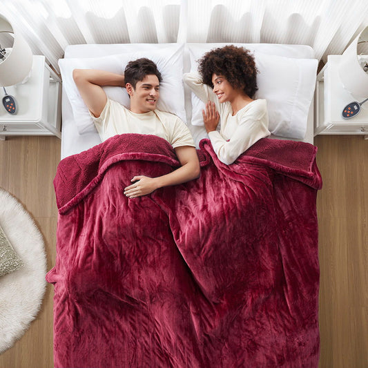 Heated Microlight to Berber - Queen Blanket - Red Beautyrest