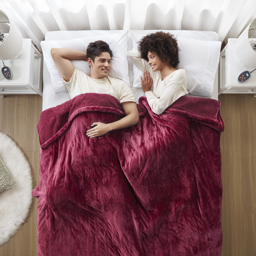 Heated Microlight to Berber - King Blanket - Red Beautyrest