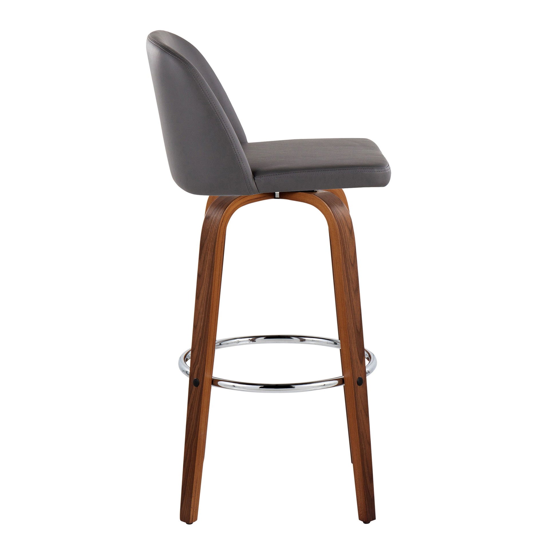 Toriano - Mid Century Modern Fixed Height, Barstool With Swivel With Round Footrest (Set of 2) Lumi Source