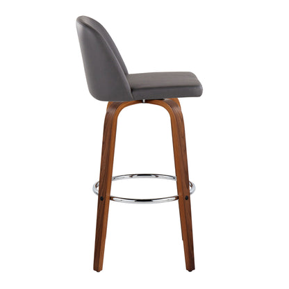 Toriano - Mid Century Modern Fixed Height, Barstool With Swivel With Round Footrest (Set of 2) Lumi Source