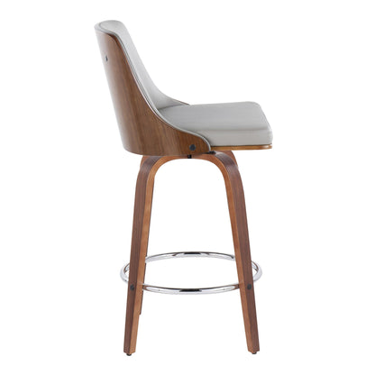 Gianna - Mid-Century Modern Fixed Height Stool With Swivel With Round Footrest (Set of 2) Lumi Source