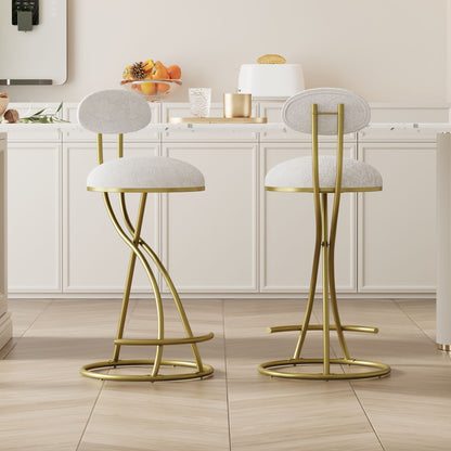 Round Print Bar Stools Upholstered Chairs For Kitchen (Set of 2) Home Essentials