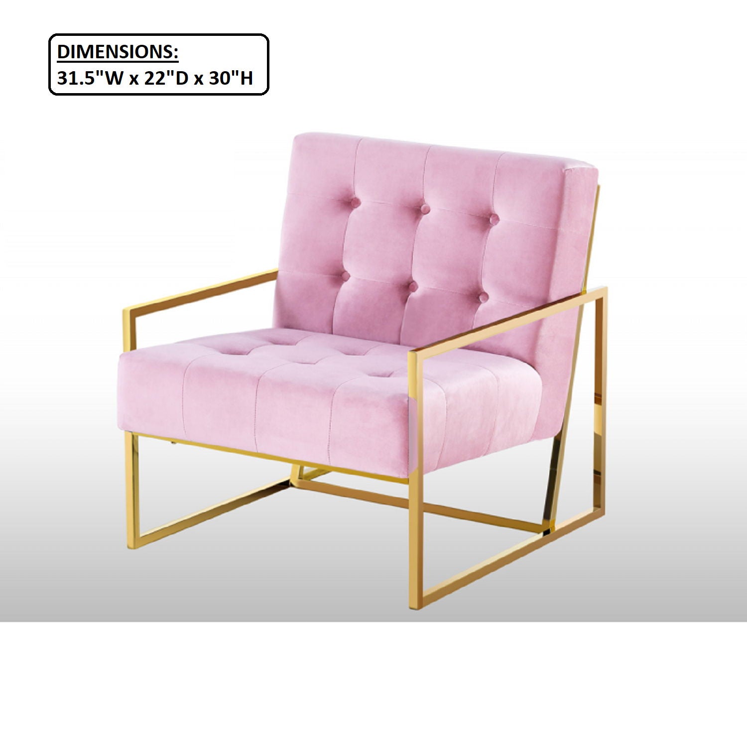 Tufted Accent Armchair With Frame For Living Room - Pink / Gold Home Essentials