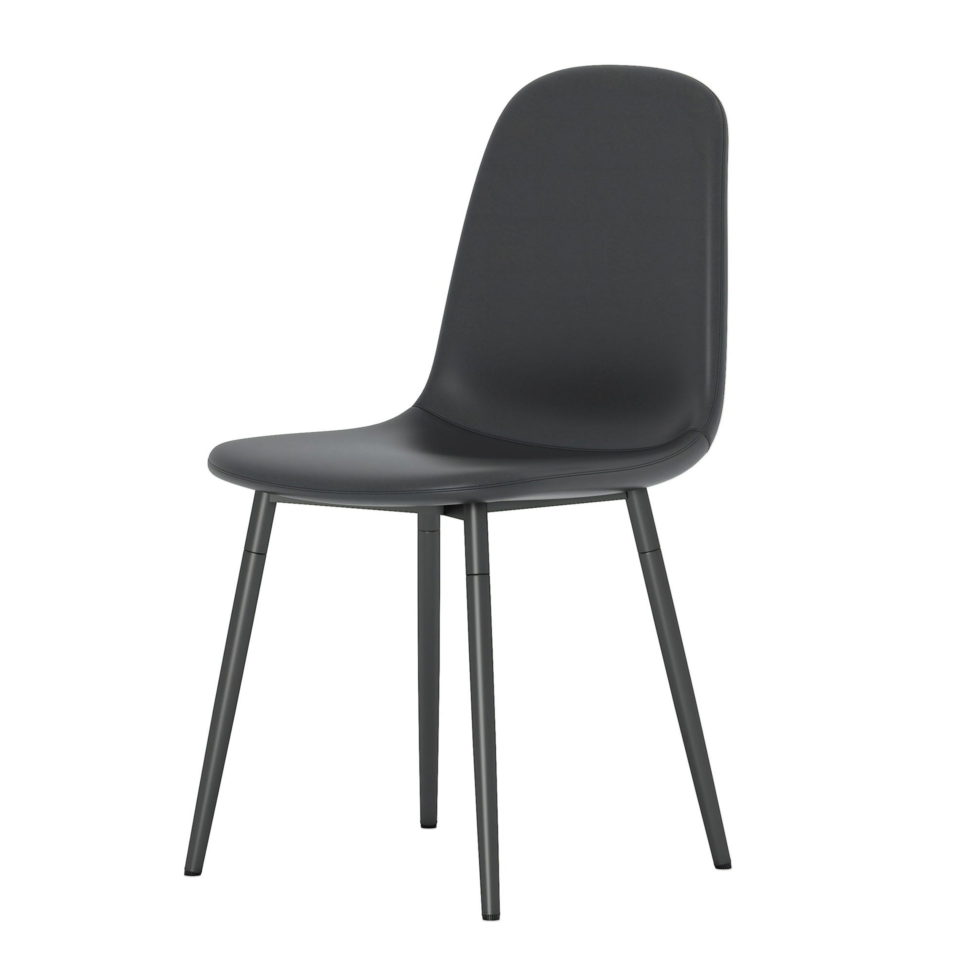 Modern Medieval Style Cushioned Side Chairs Set With Black Metal Legs For Kitchens Home Essentials