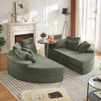 Round Oversized Sofa Bed With 5 Throw Pillows Home Essentials