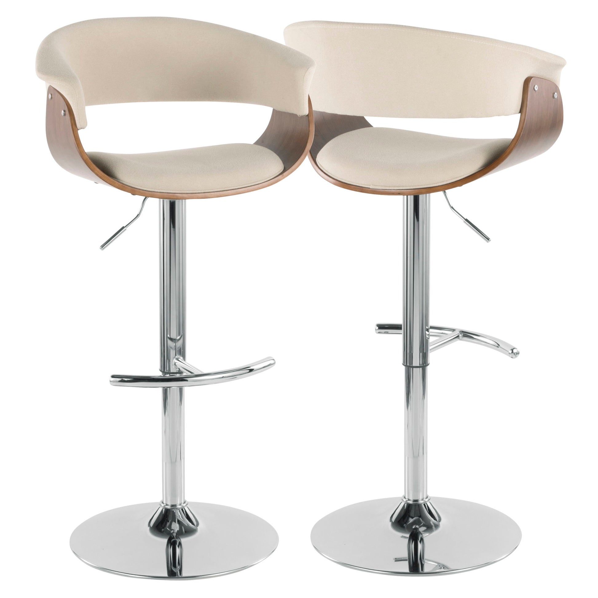Vintage Mod - Mid Century Modern Adjustable Height Barstool With Swivel With Rounded T Footrest (Set of 2) Lumi Source