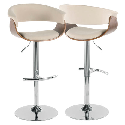 Vintage Mod - Mid Century Modern Adjustable Height Barstool With Swivel With Rounded T Footrest (Set of 2) Lumi Source