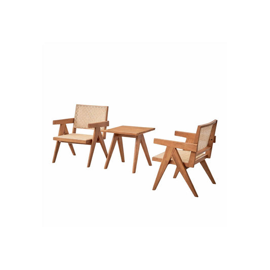 3 Piece Accent Chair Set And Matching End Table For Living Room - Natural Acme