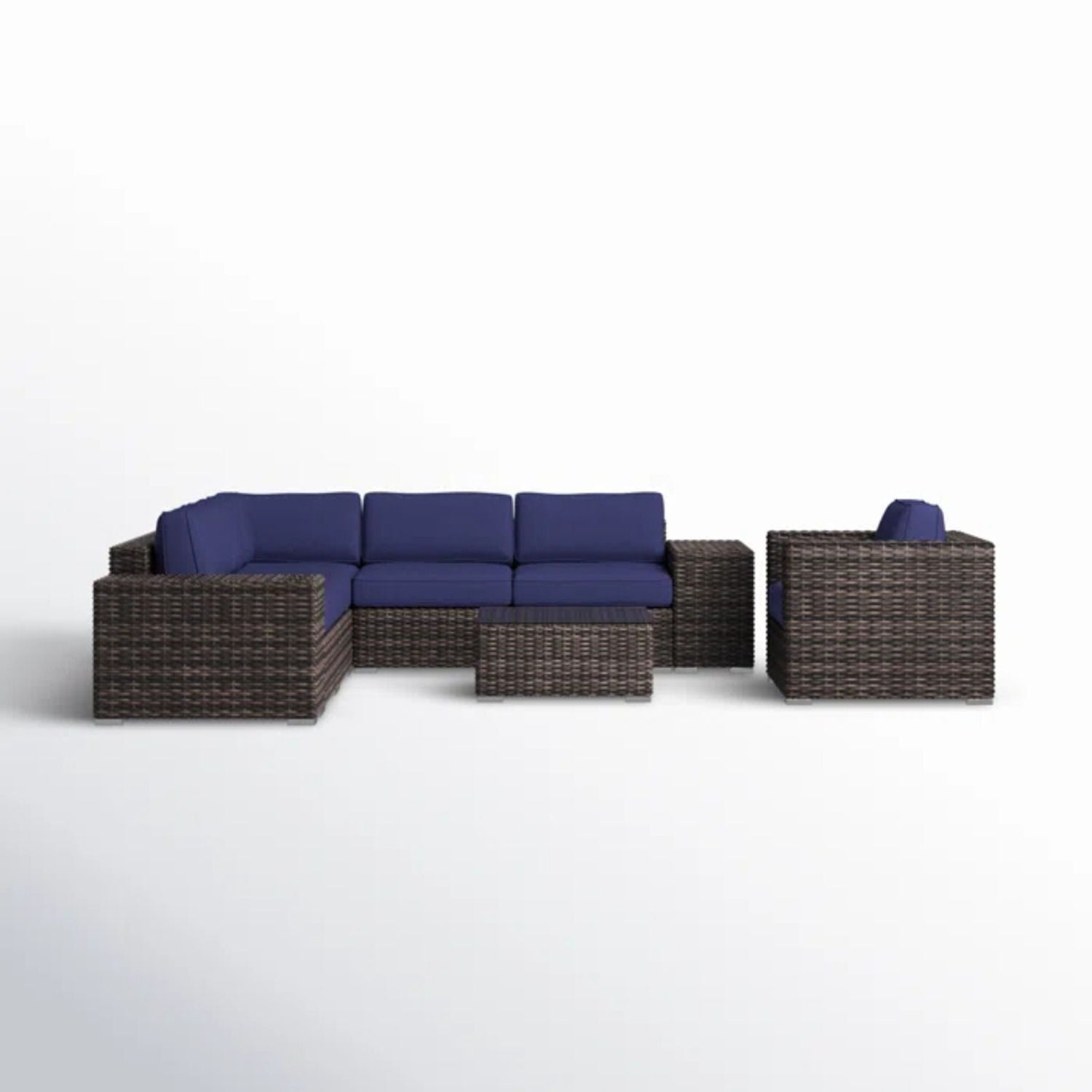 Wicker Seating Group Set With Table And Cushions LSI Patio Furniture