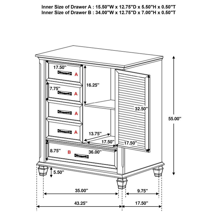 Franco - 5-Drawer Door Chest CoasterEssence