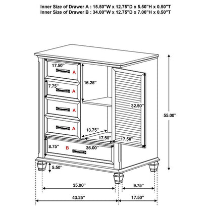 Franco - 5-Drawer Door Chest CoasterEssence