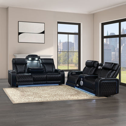 Electra - Power Reclining Set With Power Headrests, Massage And LED Lighting Matrix Furniture Group