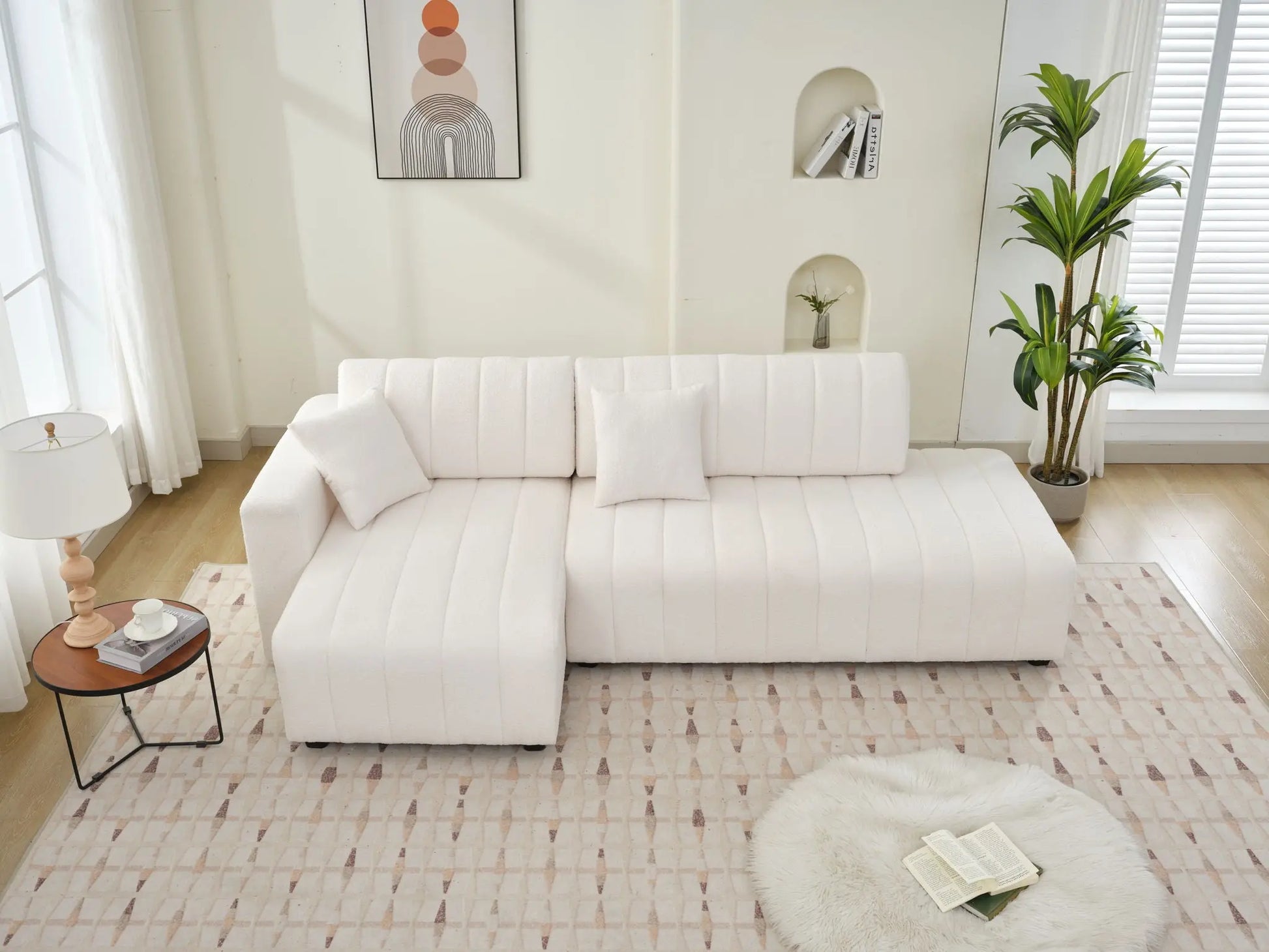 Jessica - Lamb Wool Sectional Sofa With Chaise, Versatile Configuration Urban Retreats