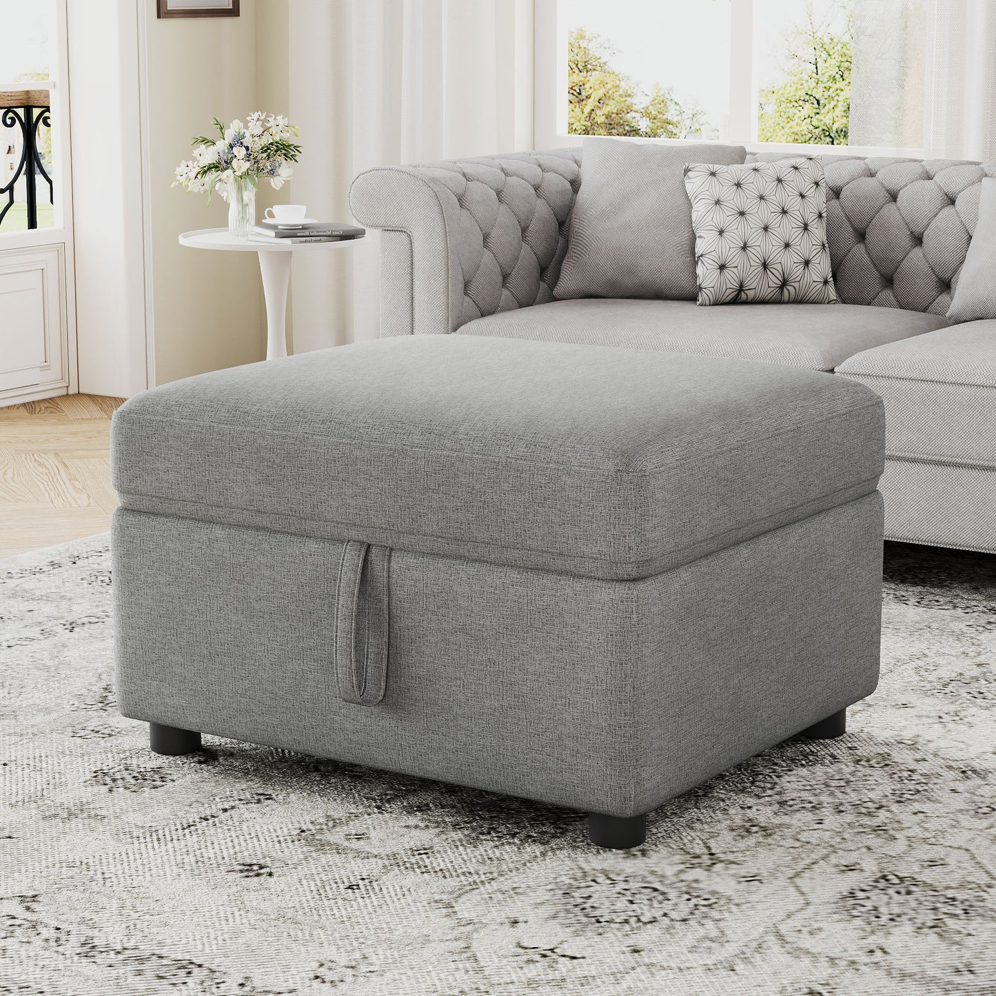 Movable Storage Ottoman Footrest For Living Room Hearth and Haven