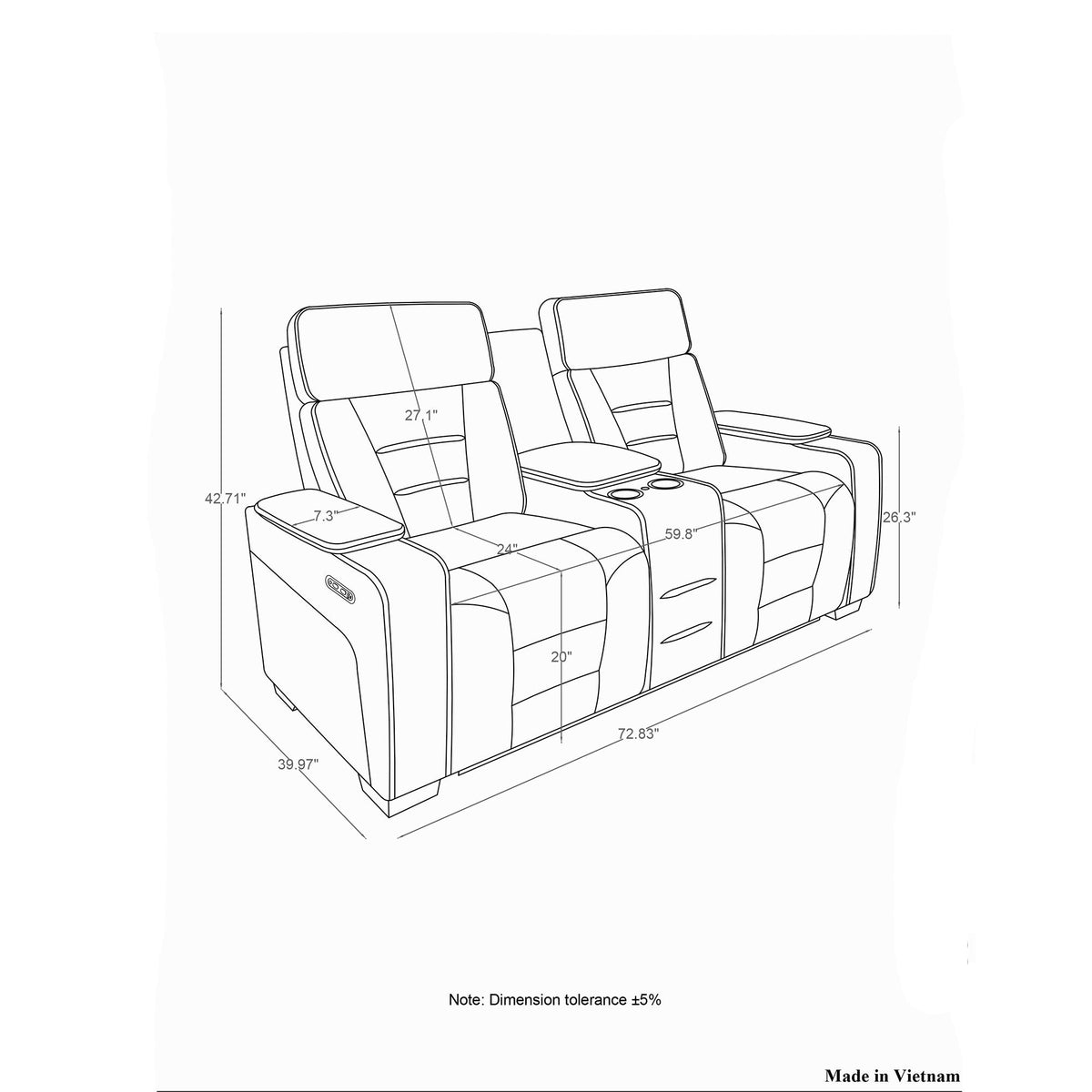 Austin - Console Reclining Loveseat With Storage Arms - Gray Global Furniture USA
