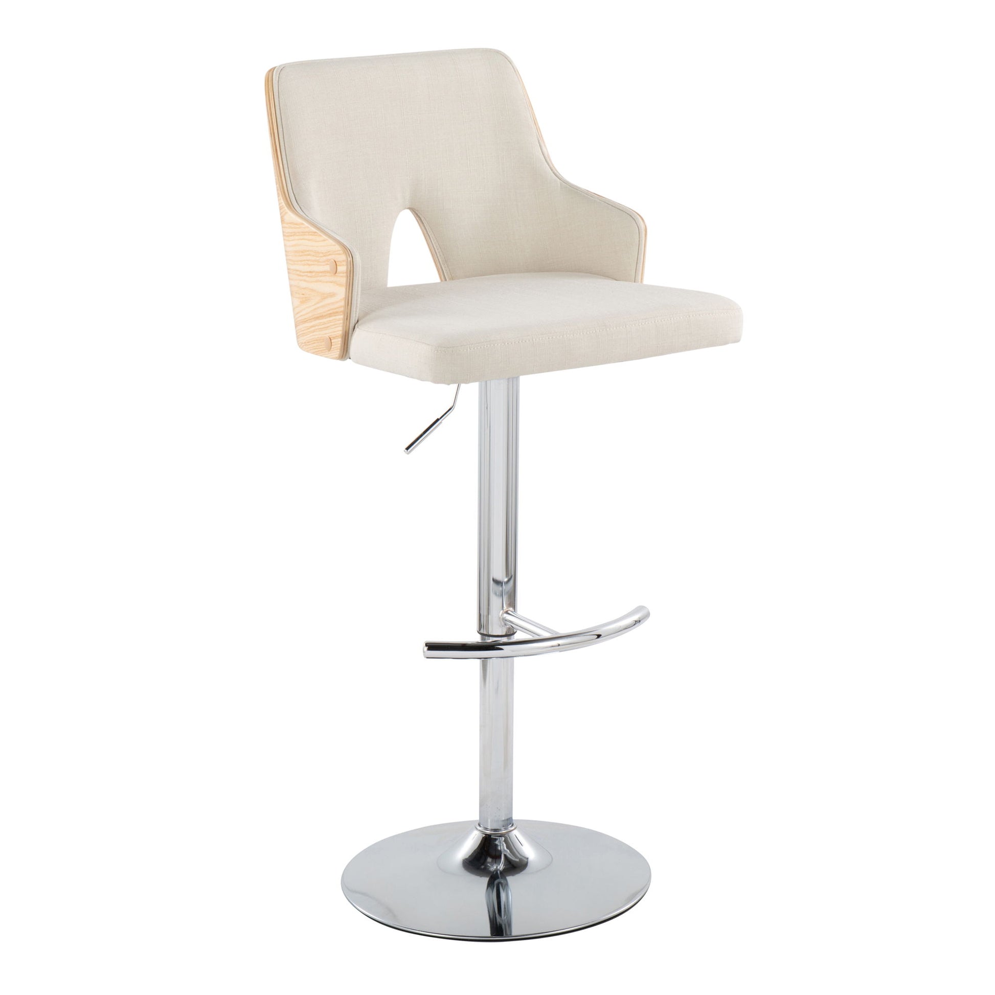 Stella - Contemporary Adjustable Barstool Stool With Swivel & Rounded T Footrest (Set of 2) Lumi Source