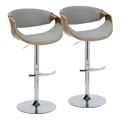 Curvo - Mid Century Modern Adjustable Barstool With Swivel With Rounded T Footrest (Set of 2) Lumi Source
