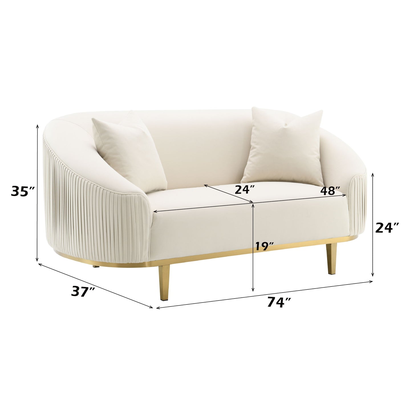 Martina - Loveseat With 2 Pillows - Ivory Acme