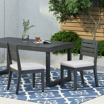 Patio Armless Dining Chair With Laid Back Slat Panel Design - Light Gray Noble House