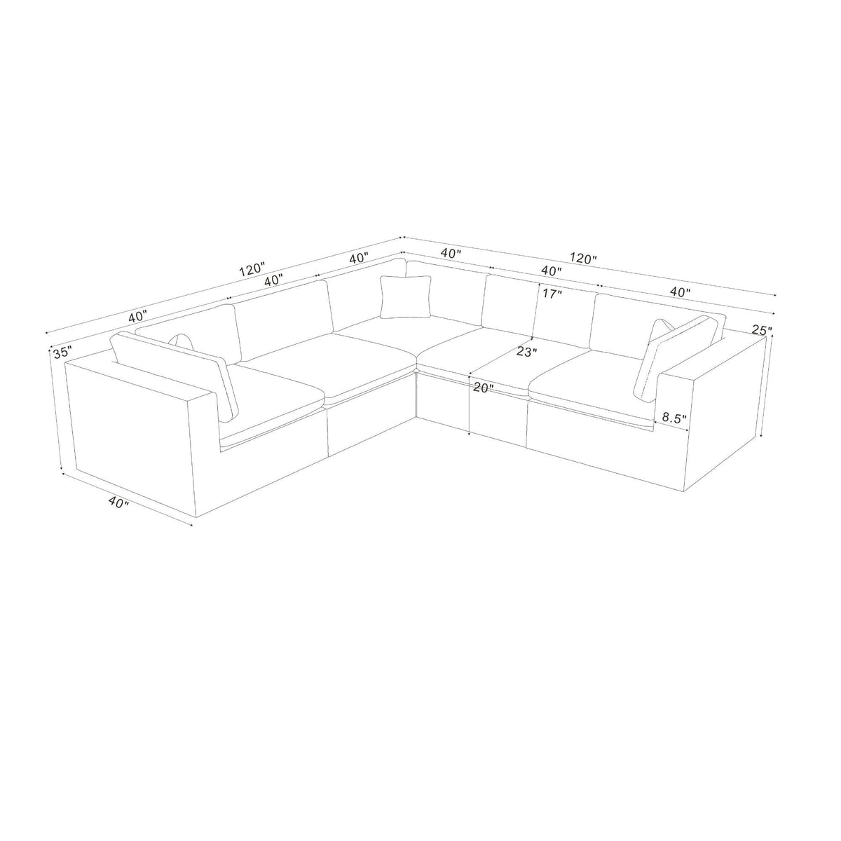 Modular Sectional & Toss Pillows - Dark Gray Home Essentials