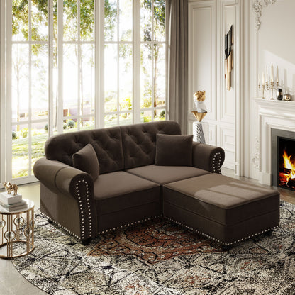 Upholstered Sofa Set With Nailhead Trim And Rolled Armrests, Includes Pillows Home Essentials
