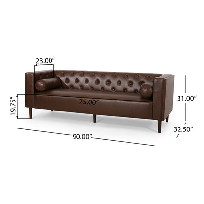Contemporary 3 Seater Sofa With Tufted Design Noble House