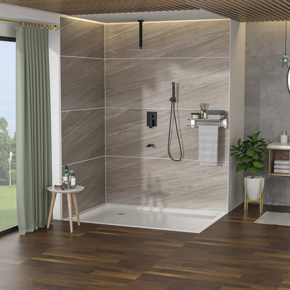 Modern Shower System With Waterfall Tub Spout, 12" Ceiling Mount Square Shower Daily Nest
