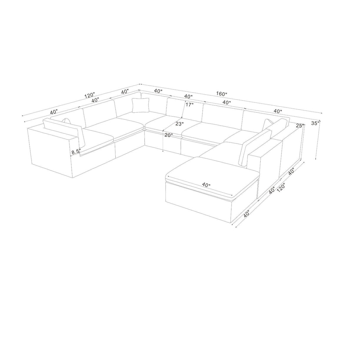 Custom Configuration Modular Sectional & Toss Pillows Home Essentials