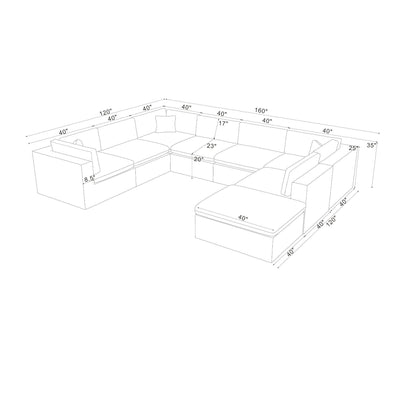 Custom Configuration Modular Sectional & Toss Pillows Home Essentials