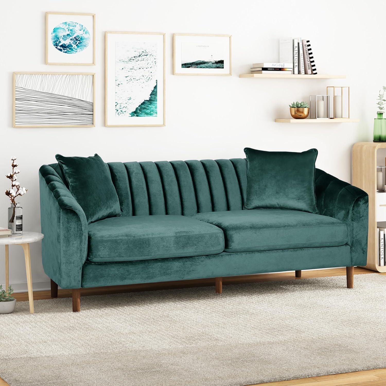 Contemporary 3 Seater Sofa With Accents Noble House
