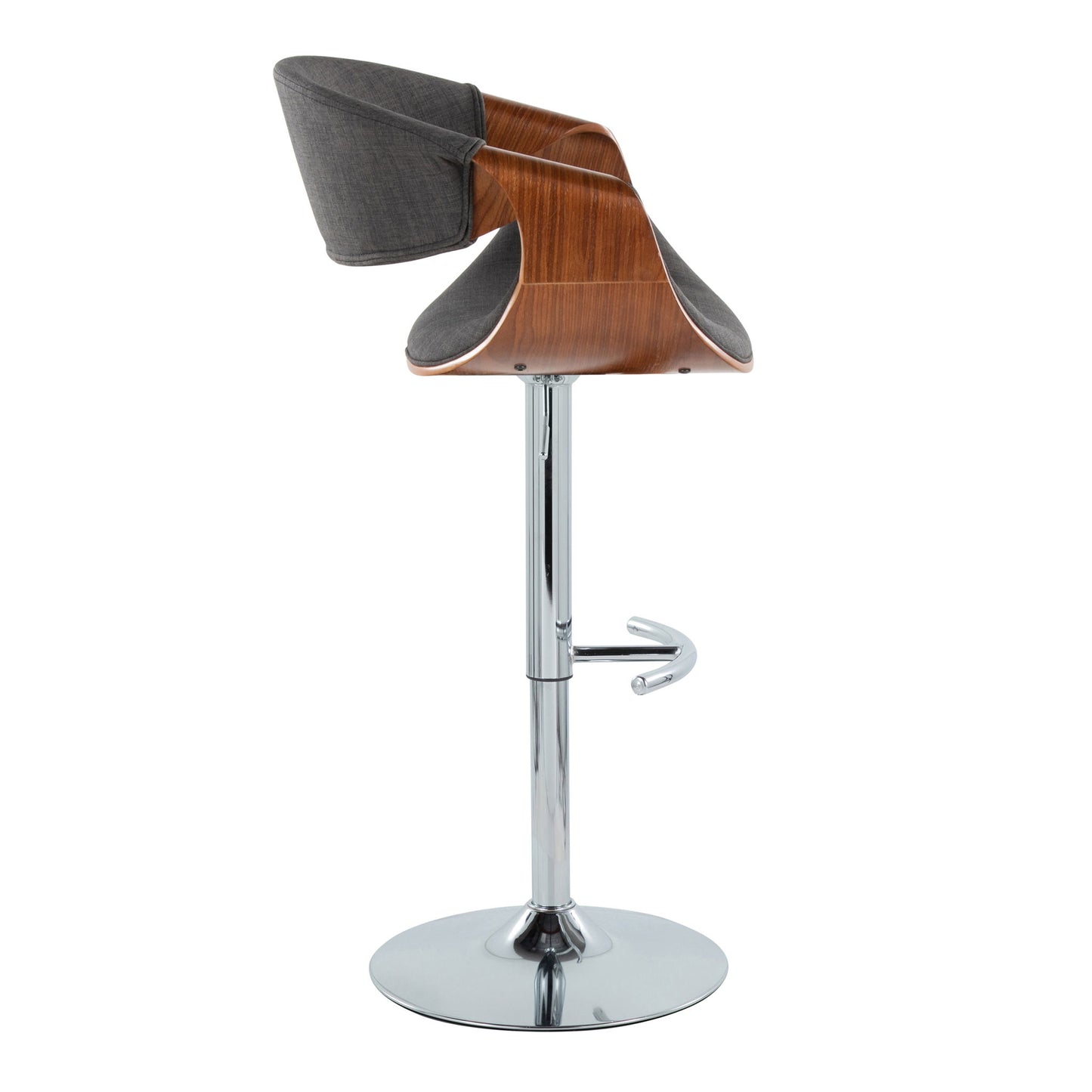 Curvo - Mid Century Modern Adjustable Barstool With Swivel With Rounded T Footrest (Set of 2) Lumi Source