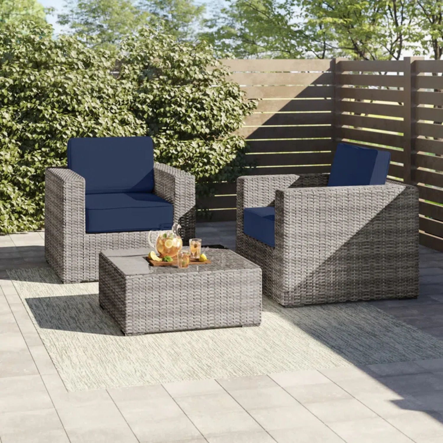 2 Person Seating Set With Cushions LSI Patio Furniture