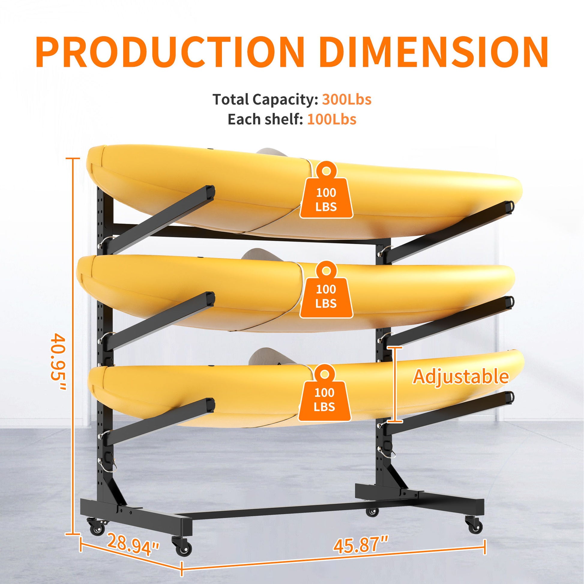 Freestanding Kayak Storage Rack With Lockable Wheels For Kayak, Canoe, Sup & Surfboard Daily Nest
