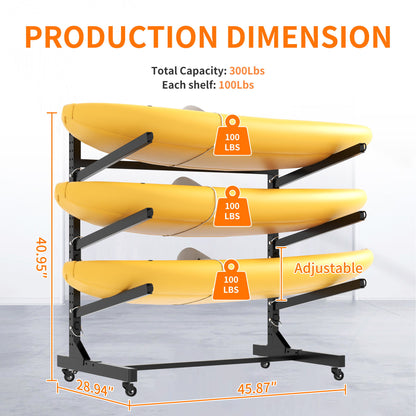 Freestanding Kayak Storage Rack With Lockable Wheels For Kayak, Canoe, Sup & Surfboard Daily Nest