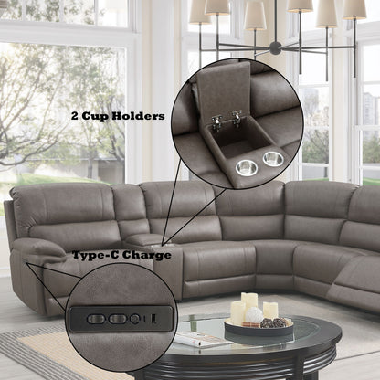 Kantu - Synthetic Leather Motion Sectional Sofa - Brown Acme