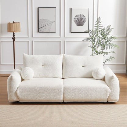 2 Seater Cushion Sofa With 2 Cushions And 2 Ball Pillows Home Essentials