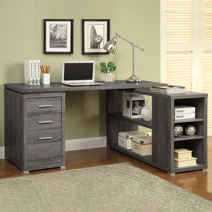 Transitional L Shape Computer Desk With Multiple Storage And Built In File Cabinet Home Essentials