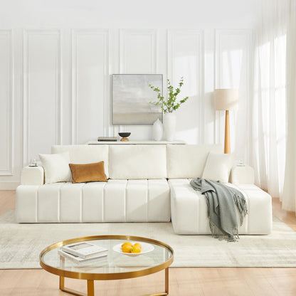 L - Shaped Sectional Sofa With Cup Holders & Side Pockets Home Essentials