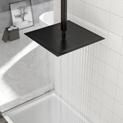 16" Square Rainfall Shower Head Fixed Wall Mount With Full Body Coverage & Self Cleaning Silicone Nozzles Daily Nest