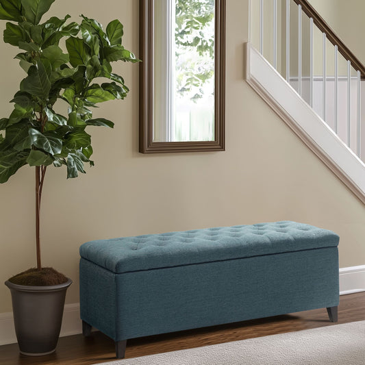 Shandra - Tufted Top Storage Bench - Blue Madison Park
