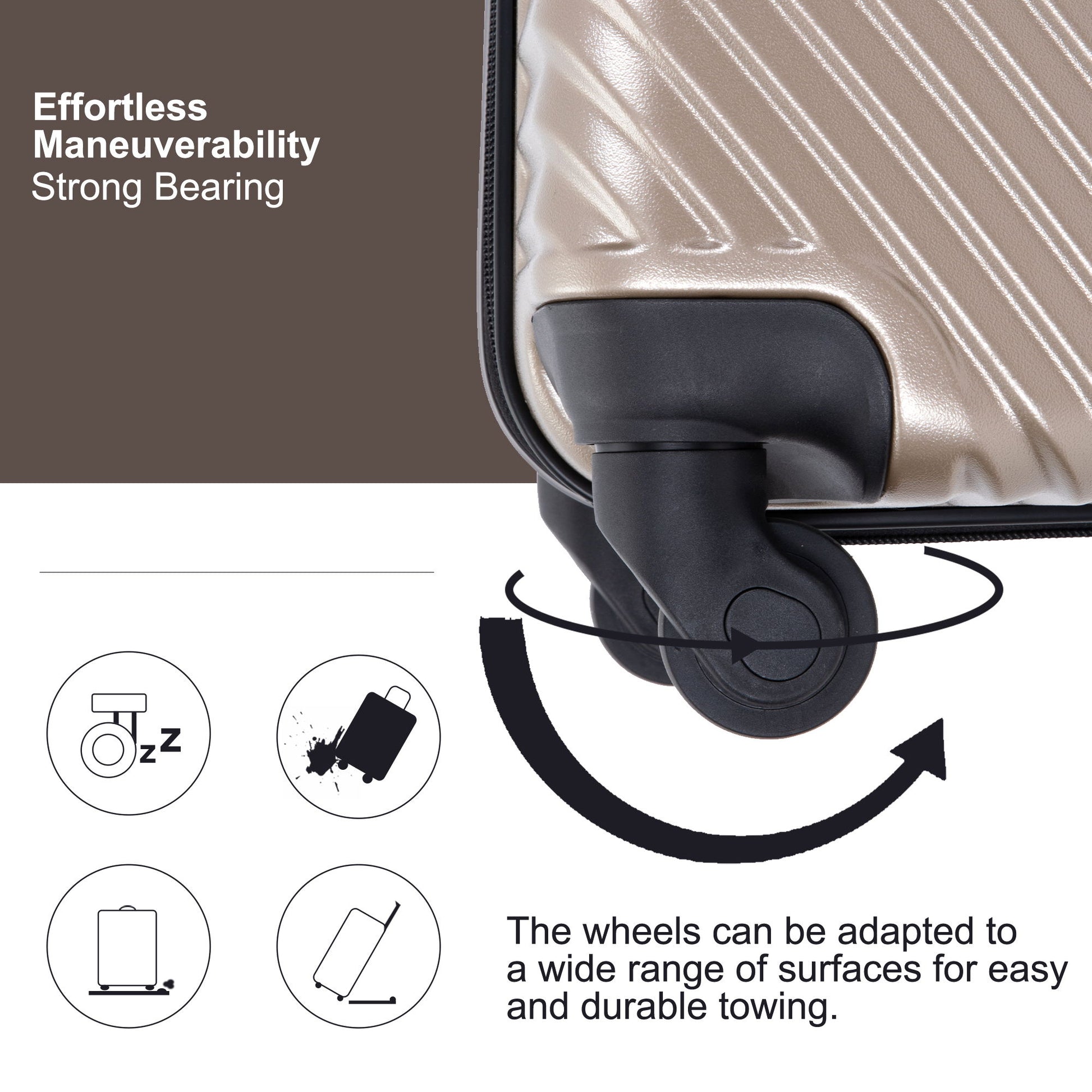 3 Piece Luggage Sets Lightweight Suitcase With Two Hooks, Spinner Wheels, Daily Nest